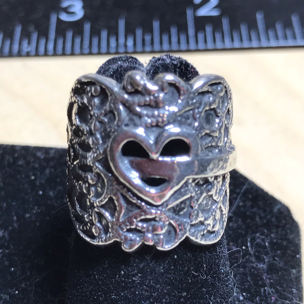 Sterling Heart N Key Ring